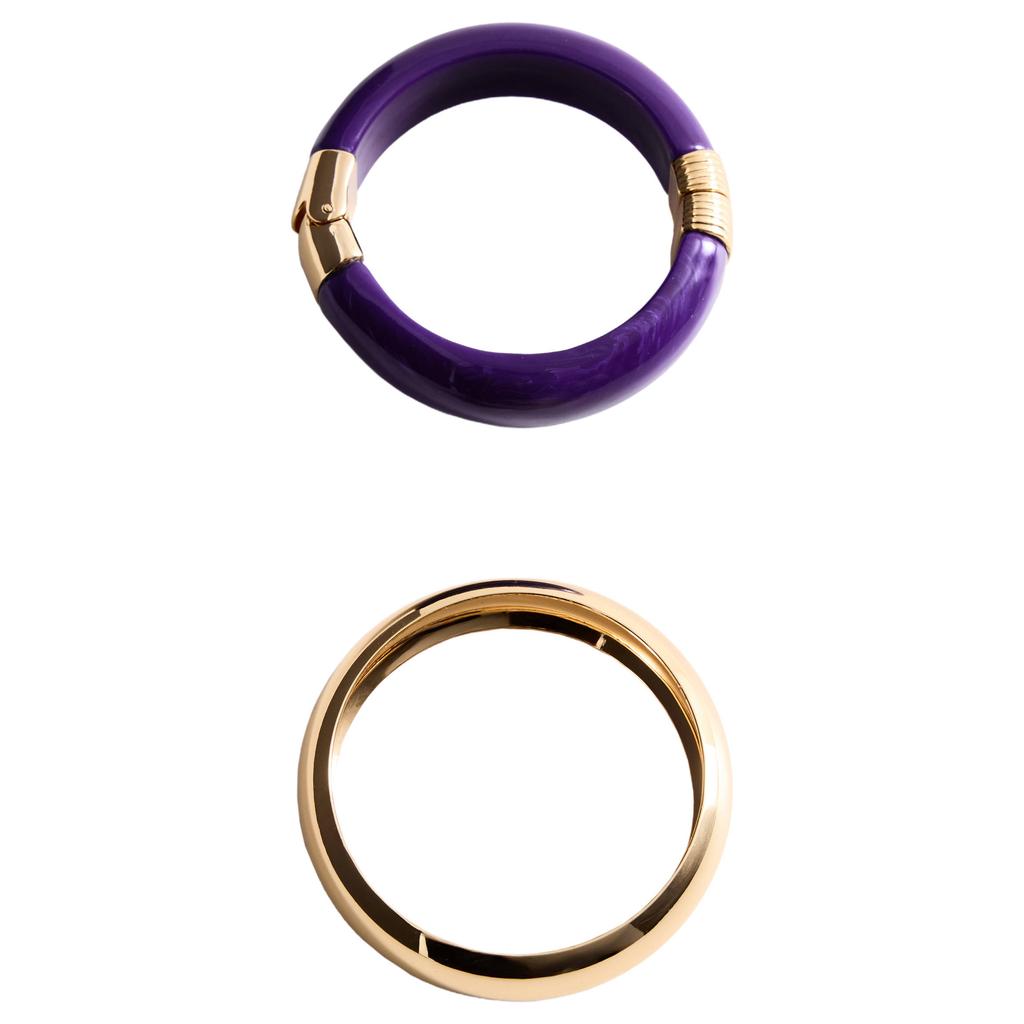 Mango armband - set van 2 paars/goudkleurig