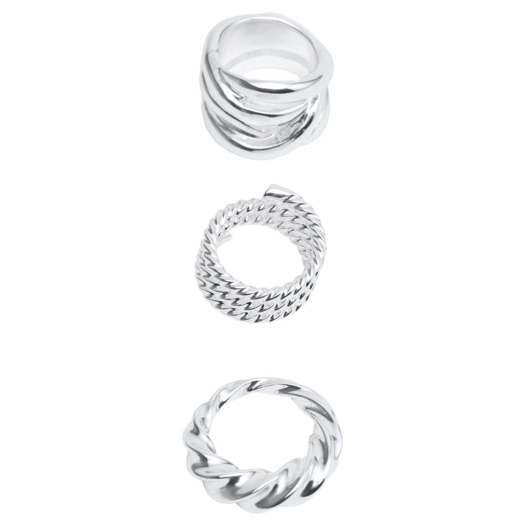 Mango ring - set van 3 zilverkleurig