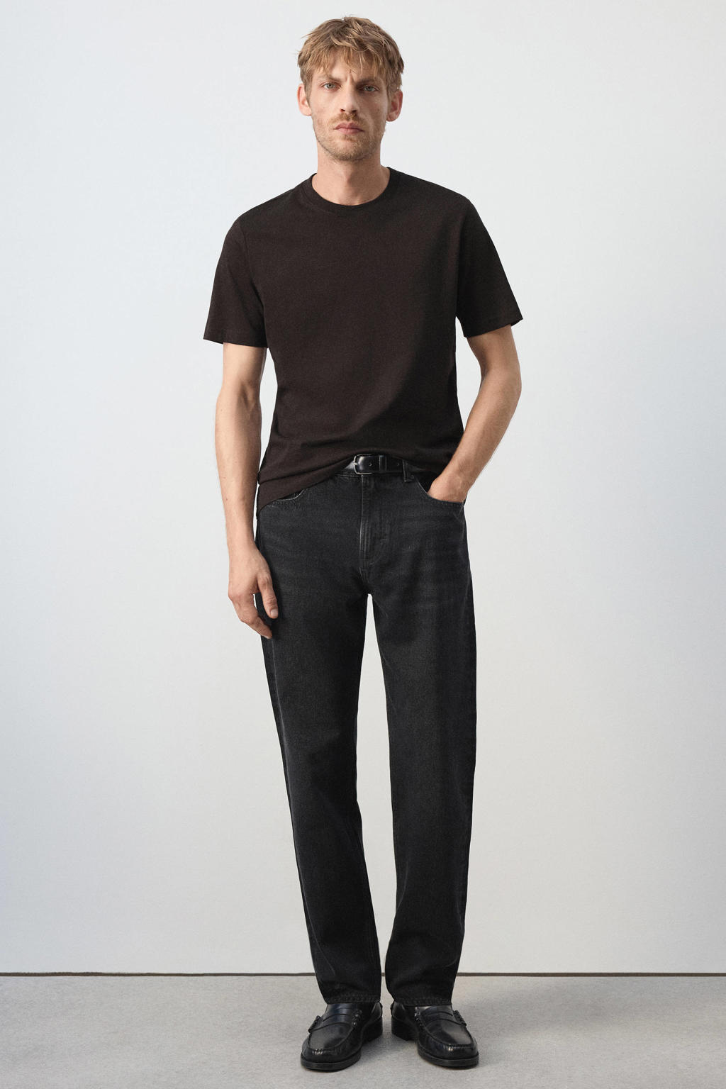 Mango Man slim fit T-shirt - middenbruin