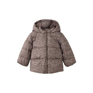 winteranorak met panterprint - bruin