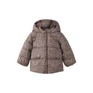 winteranorak met panterprint - bruin