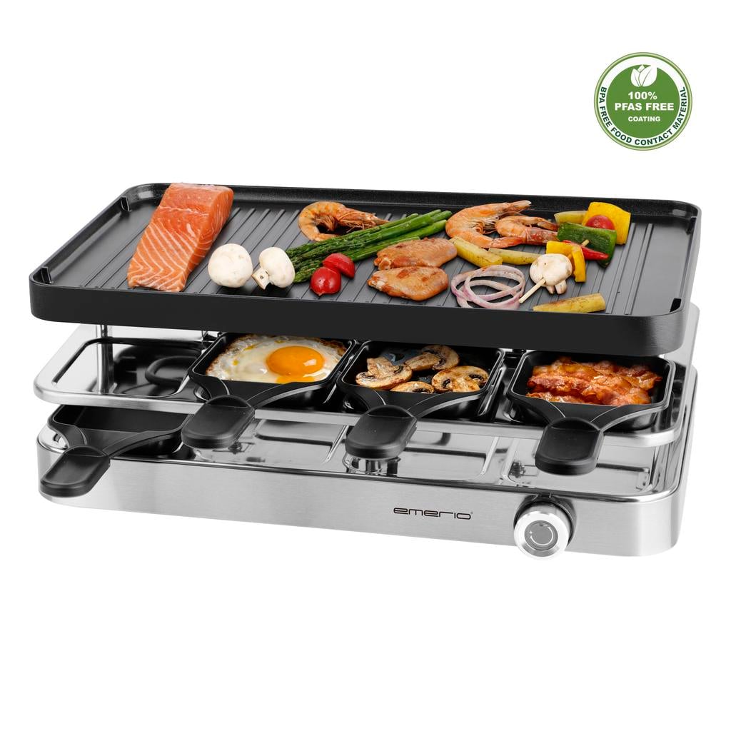 Emerio Raclette Grill - grilloppervlak: 37 x 23 cm – 2 lagen