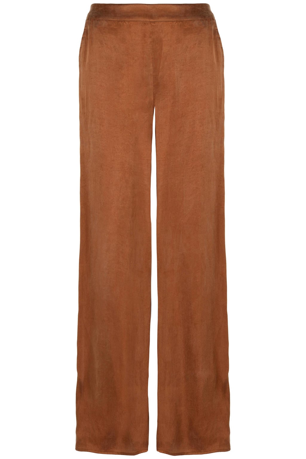dames Freebird wide leg broek van tencel met high waist en effen