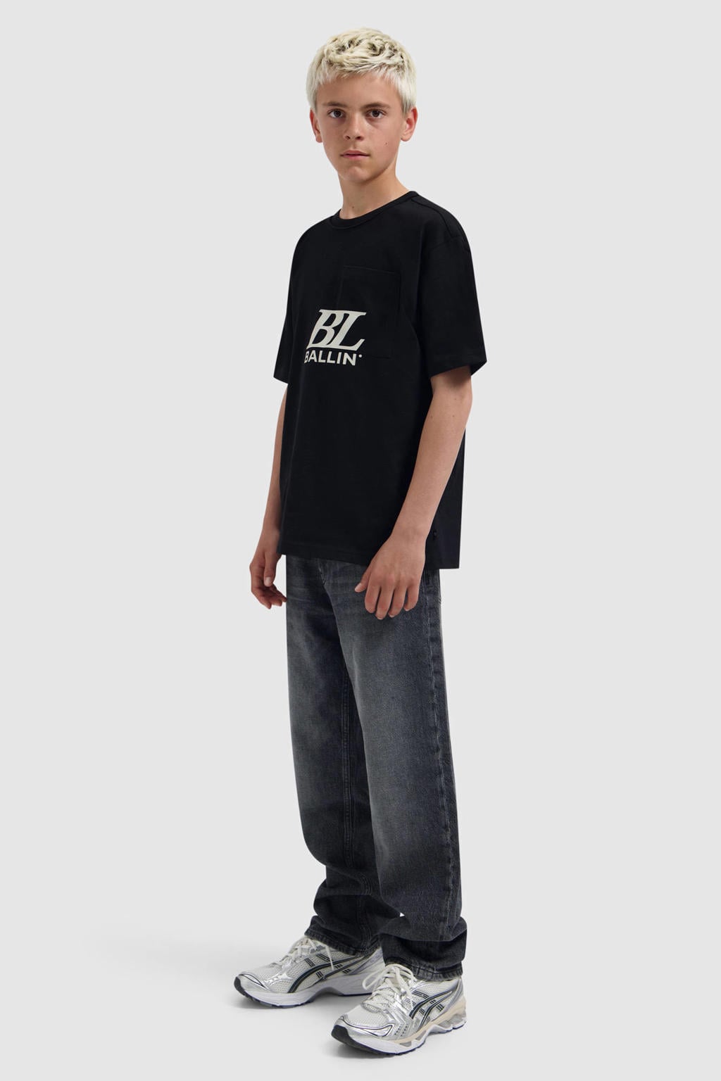 Grey denim jongens Ballin The Luke loose fit jeans van denim met regular waist en effen