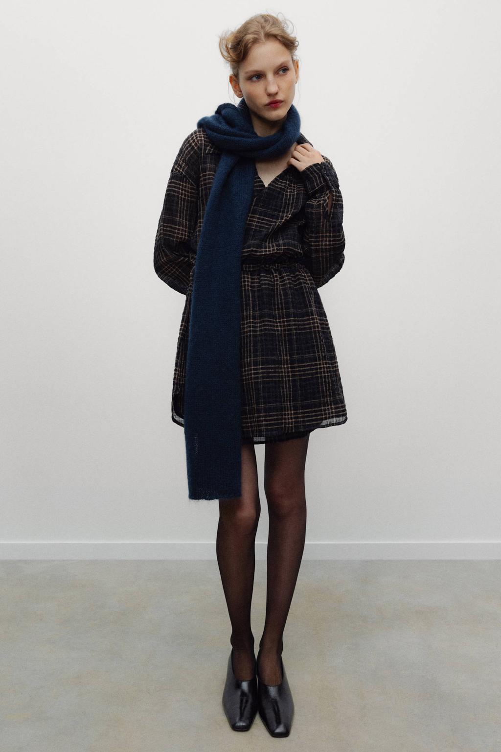 The New Society geruite mini jurk - zwart/bruin