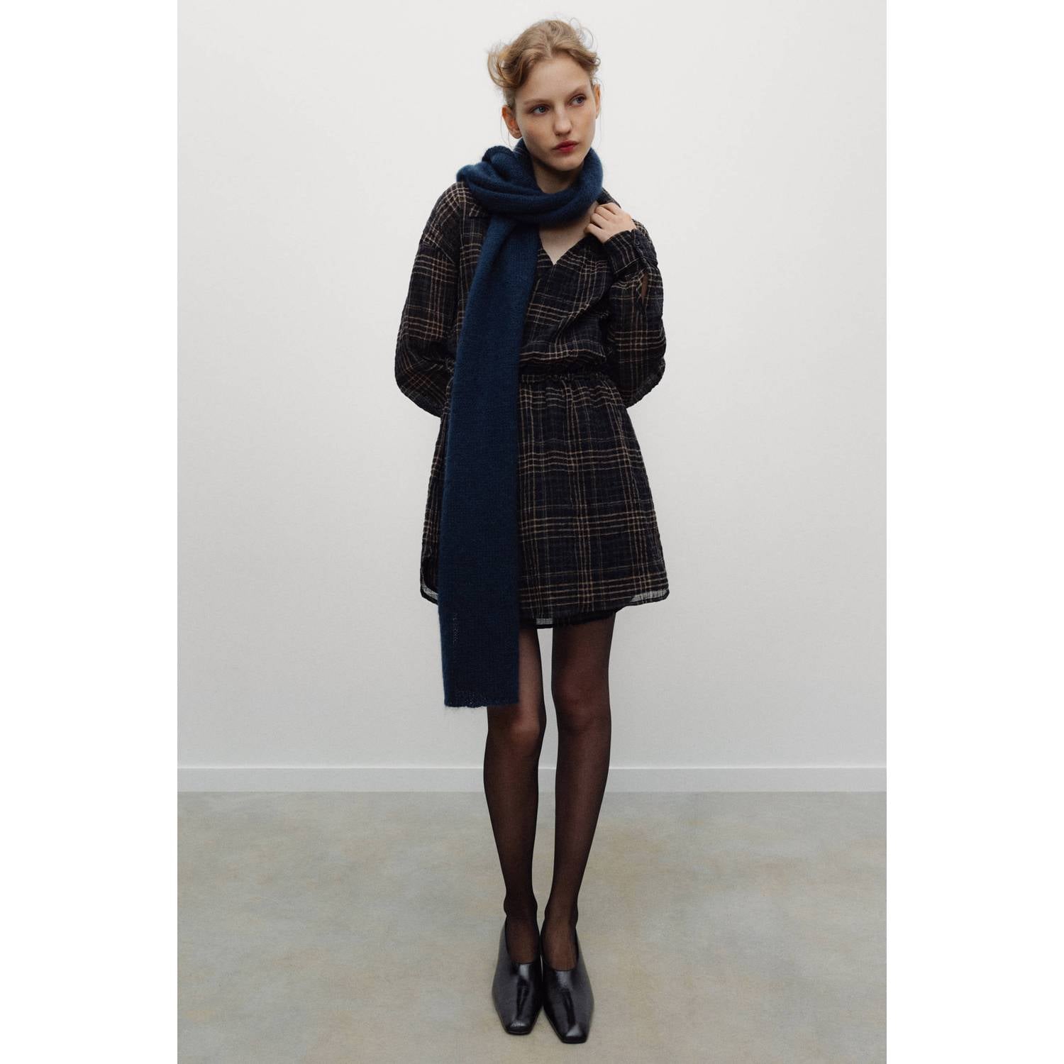 The New Society geruite mini jurk zwart bruin