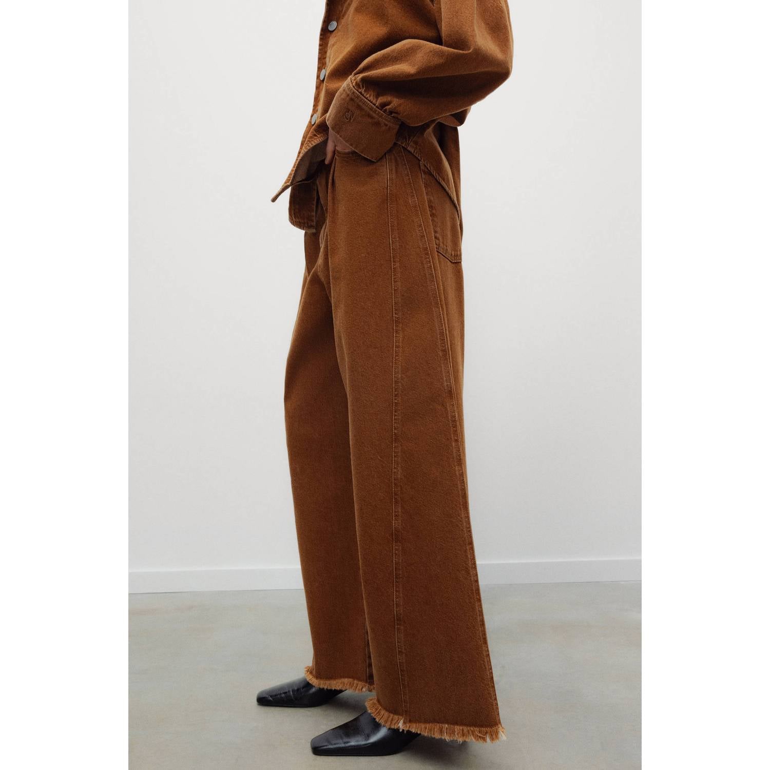 The New Society wide leg broek camel
