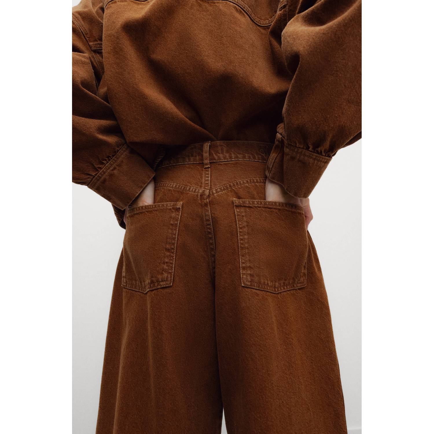 The New Society wide leg broek camel
