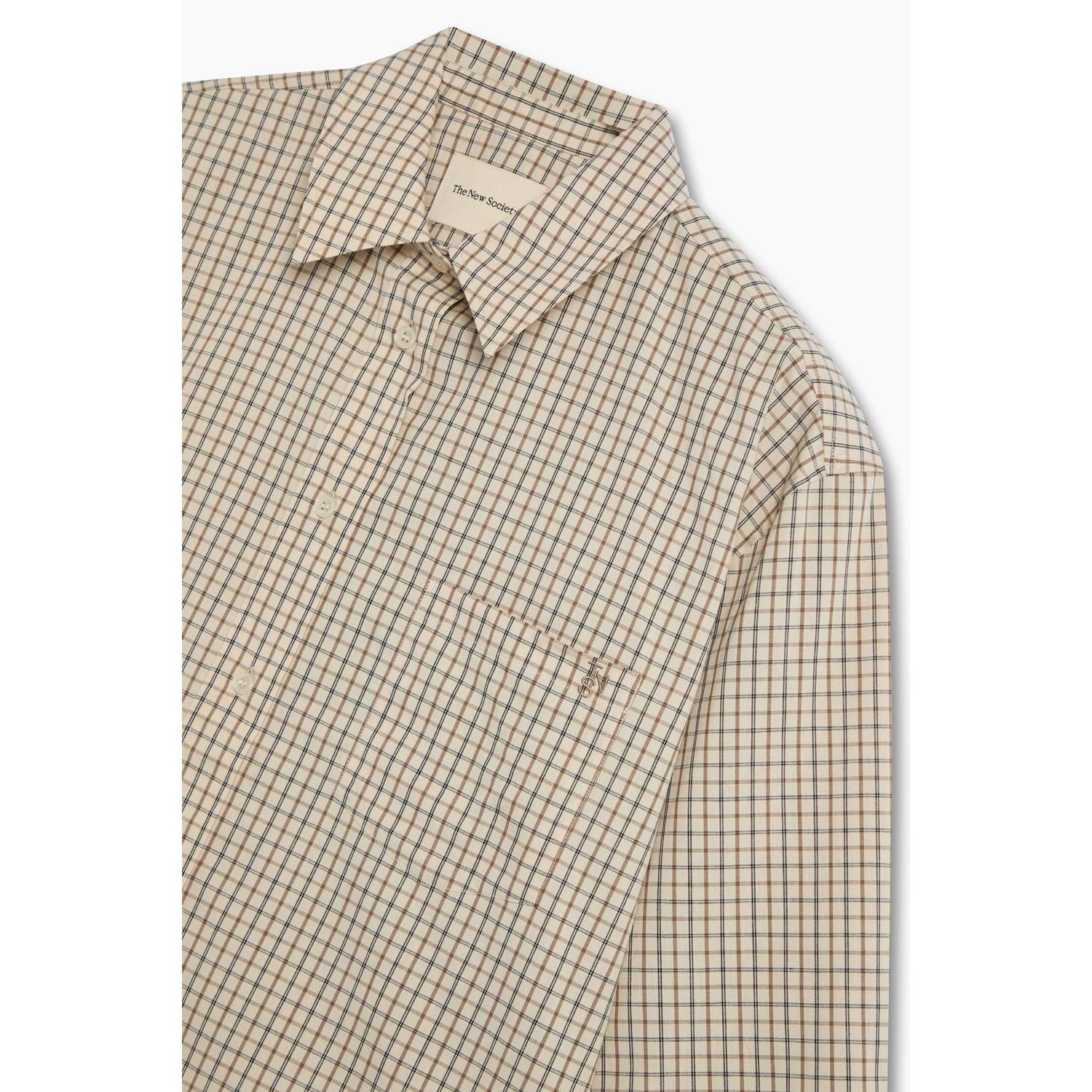 The New Society geruite top beige
