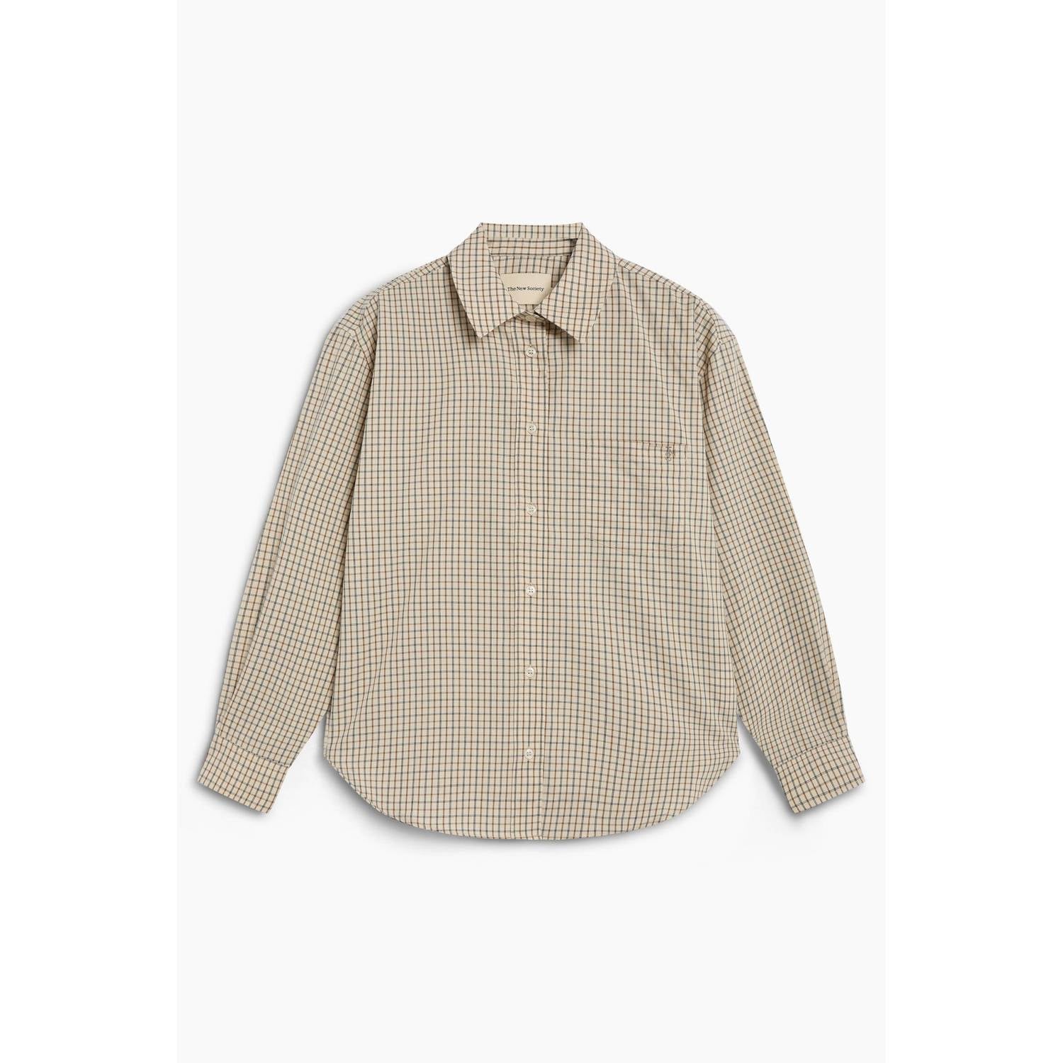 The New Society geruite top beige