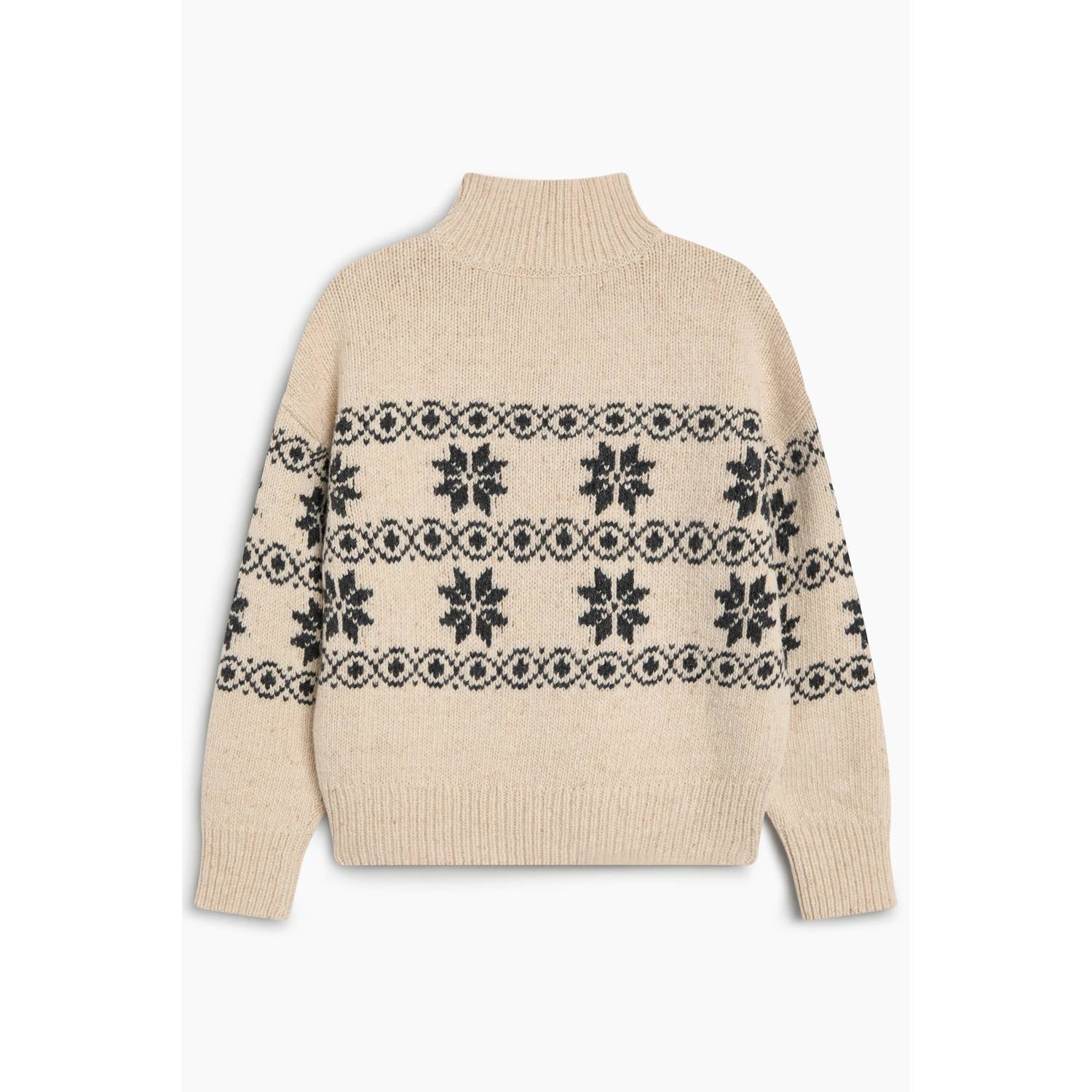 The New Society trui met print en wol beige zwart