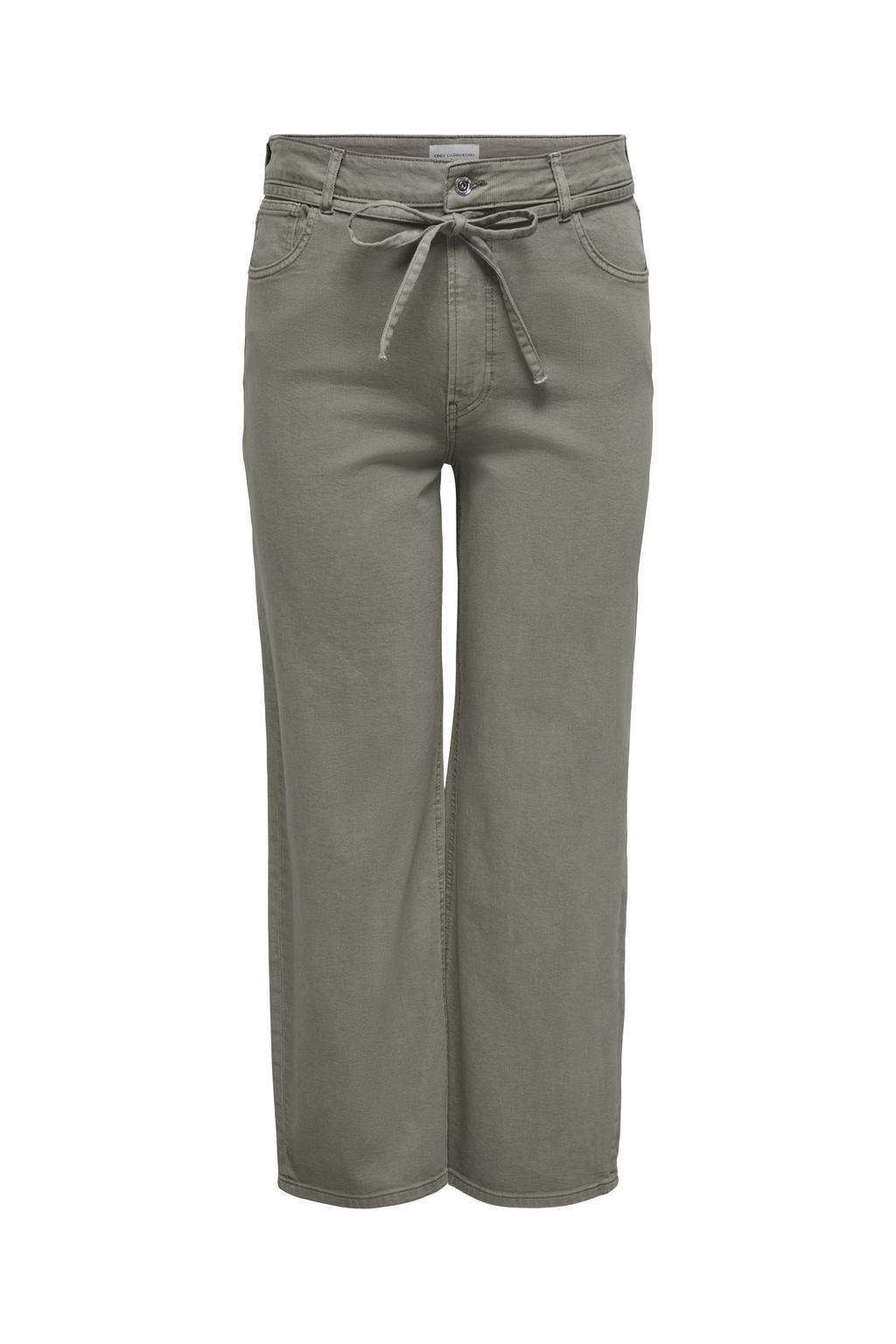 Groene dames ONLY CARMAKOMA Cargianna Mw Straight Color Dnm Plus Size straight leg jeans met rits- en knoopsluiting en effen