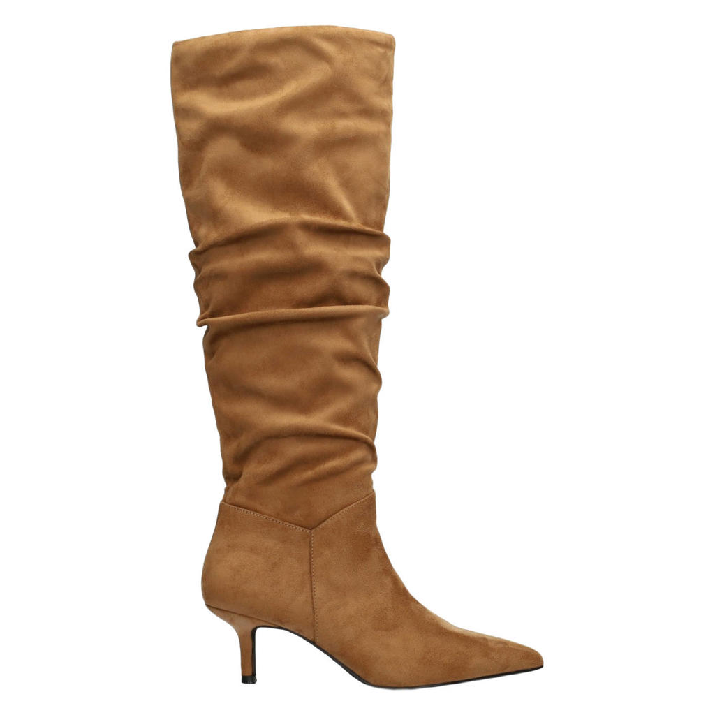 POSH by Poelman Anita suèdelook laarzen met hak - cognac