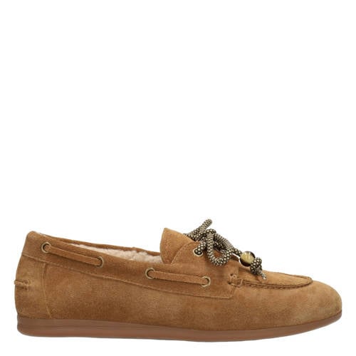 Poelman Paige suède bootschoenen cognac