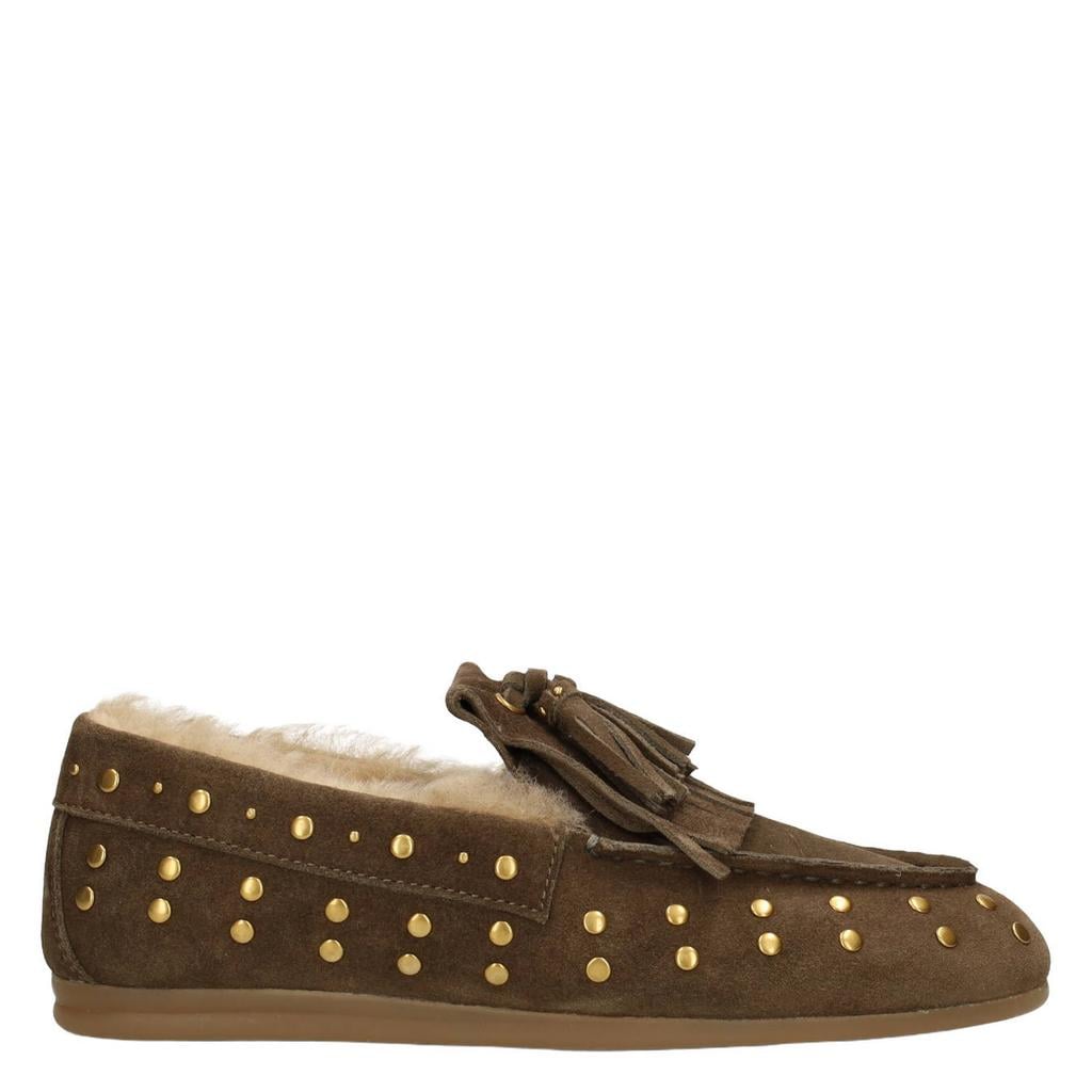 Groen en bruine dames Poelman Lisa suède mocassins -