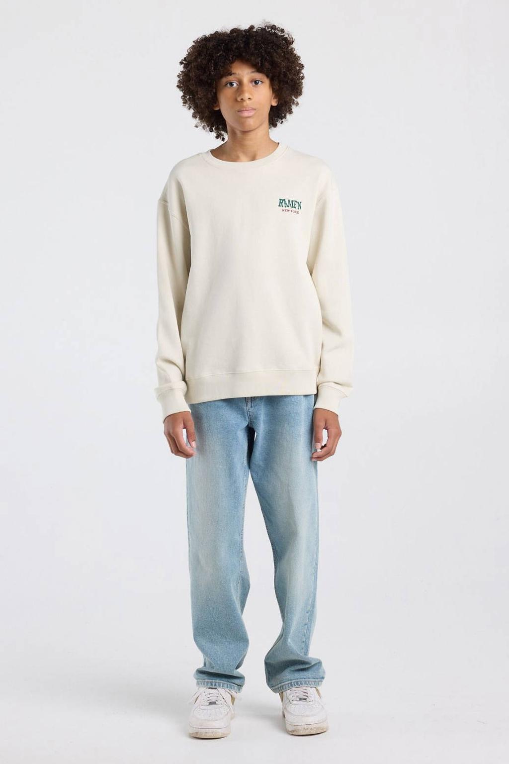 America Today sweater met backprint - beige