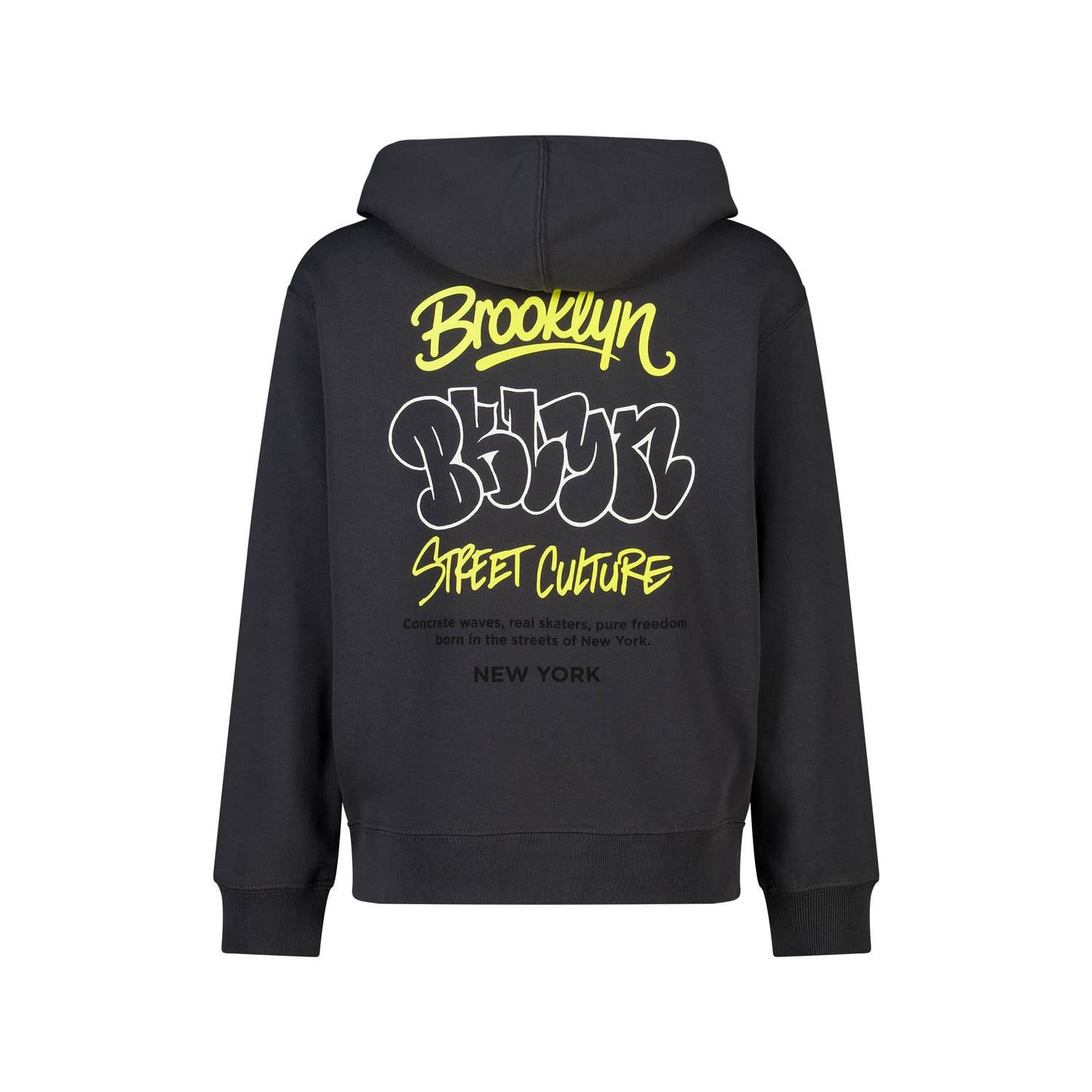 America Today hoodie met backprint zwart geel