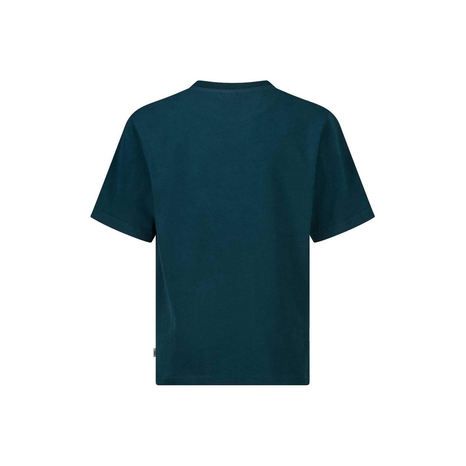 America Today T-shirt met tekst petrol