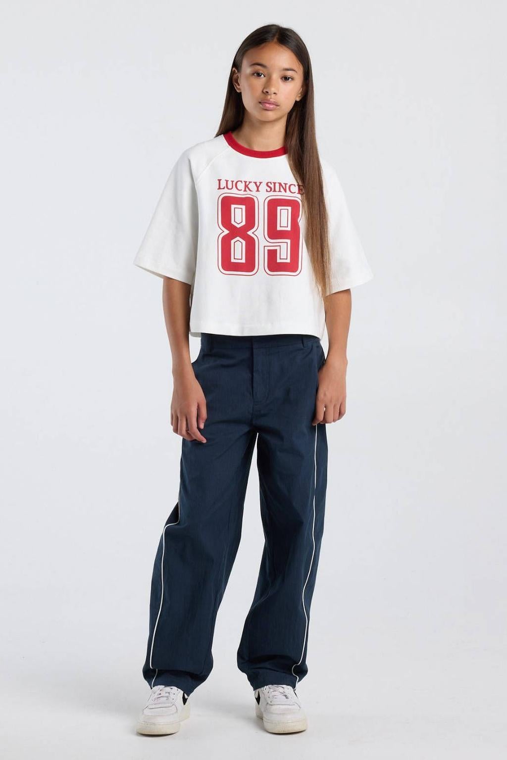 America Today casual broek - donkerblauw/wit