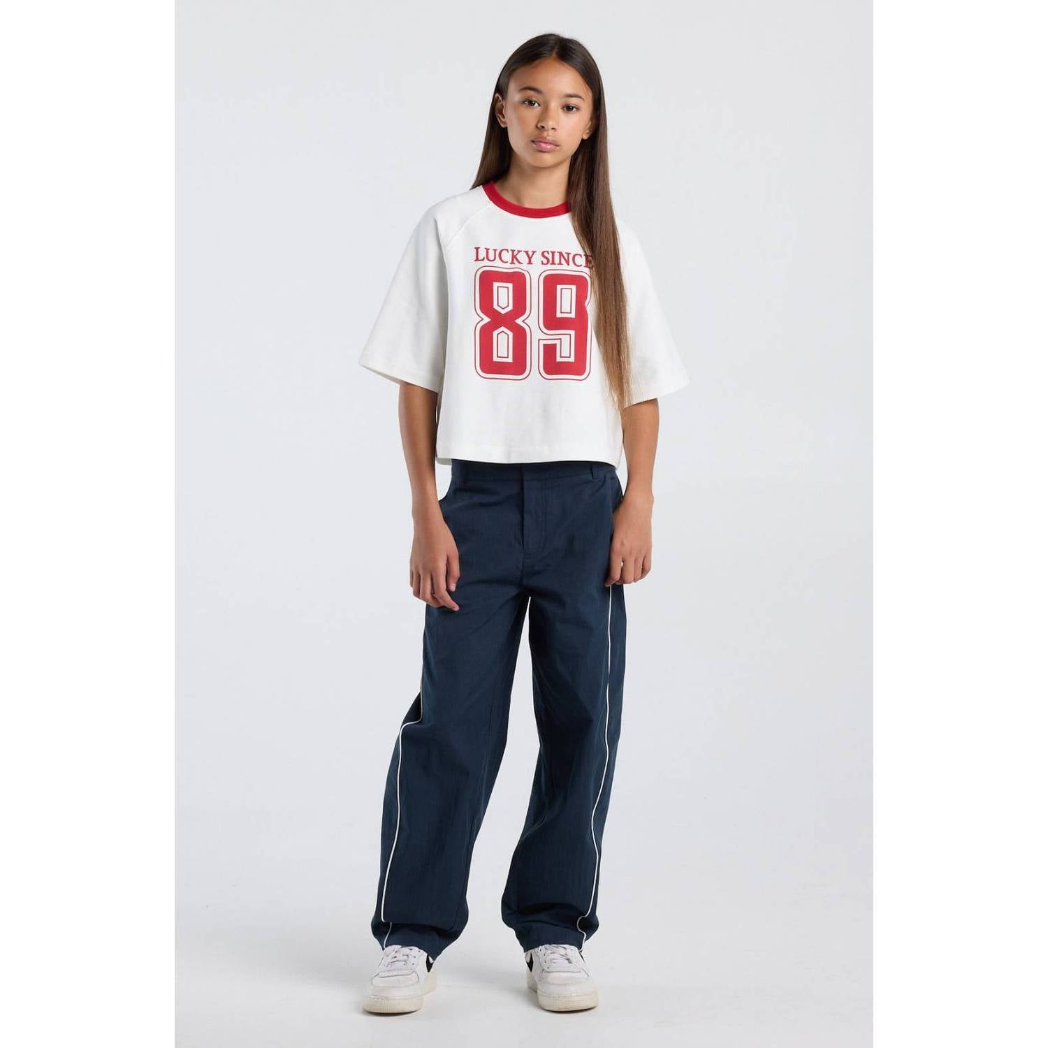 America Today casual broek donkerblauw wit