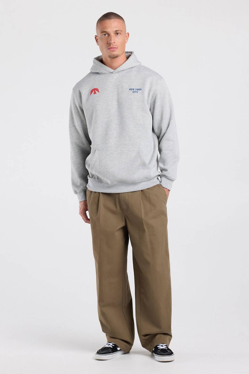 America Today relaxed fit hoodie met backprint - light grey