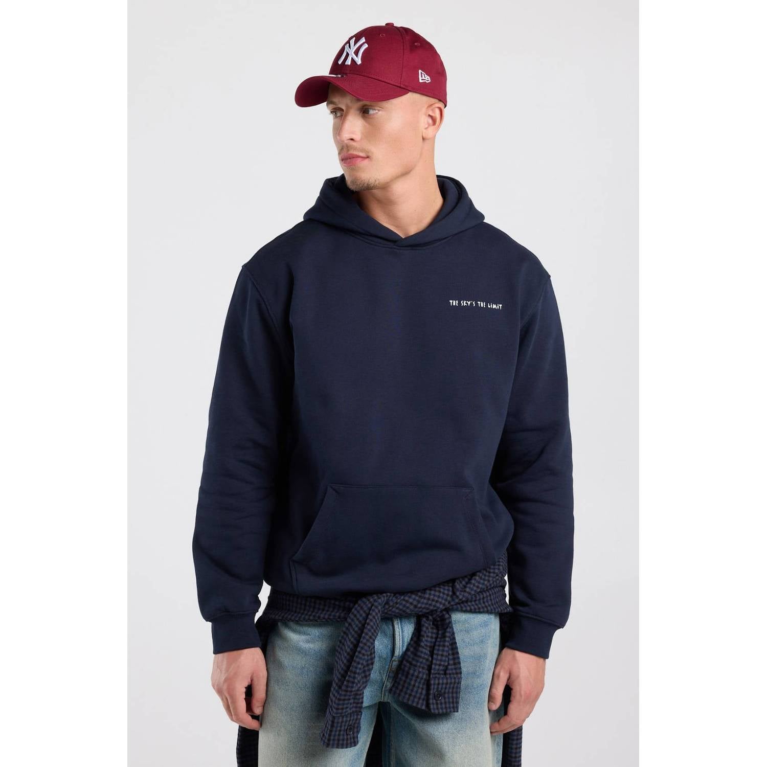 America Today relaxed fit hoodie met backprint donkerblauw