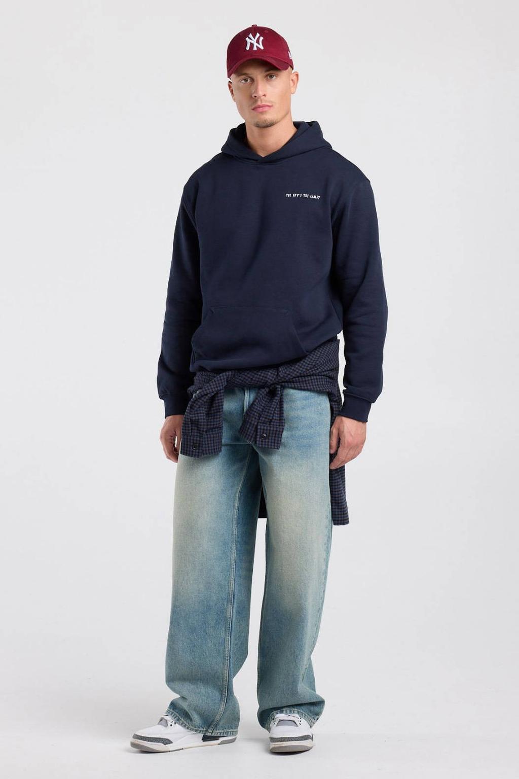 America Today relaxed fit hoodie met backprint - donkerblauw