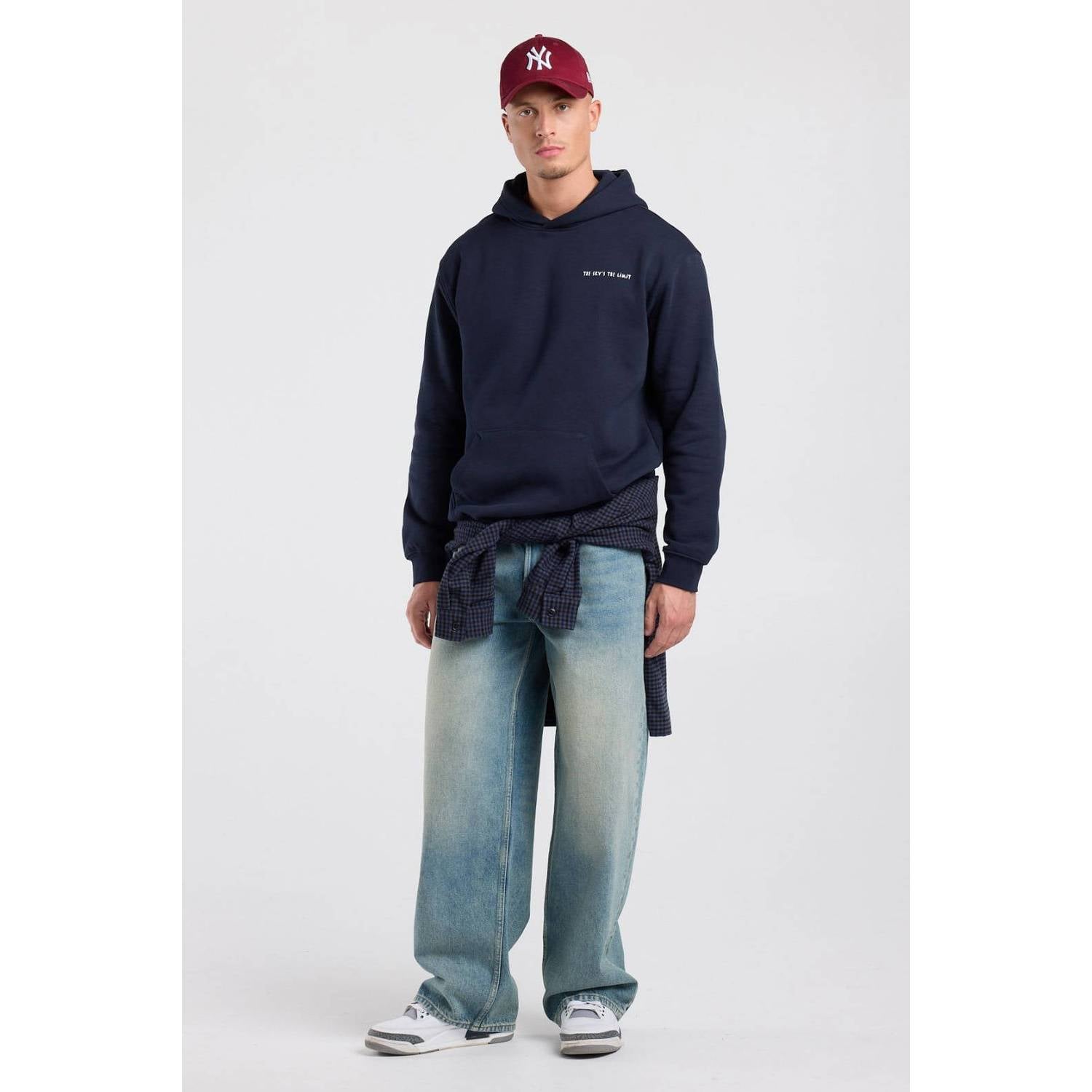 America Today relaxed fit hoodie met backprint donkerblauw
