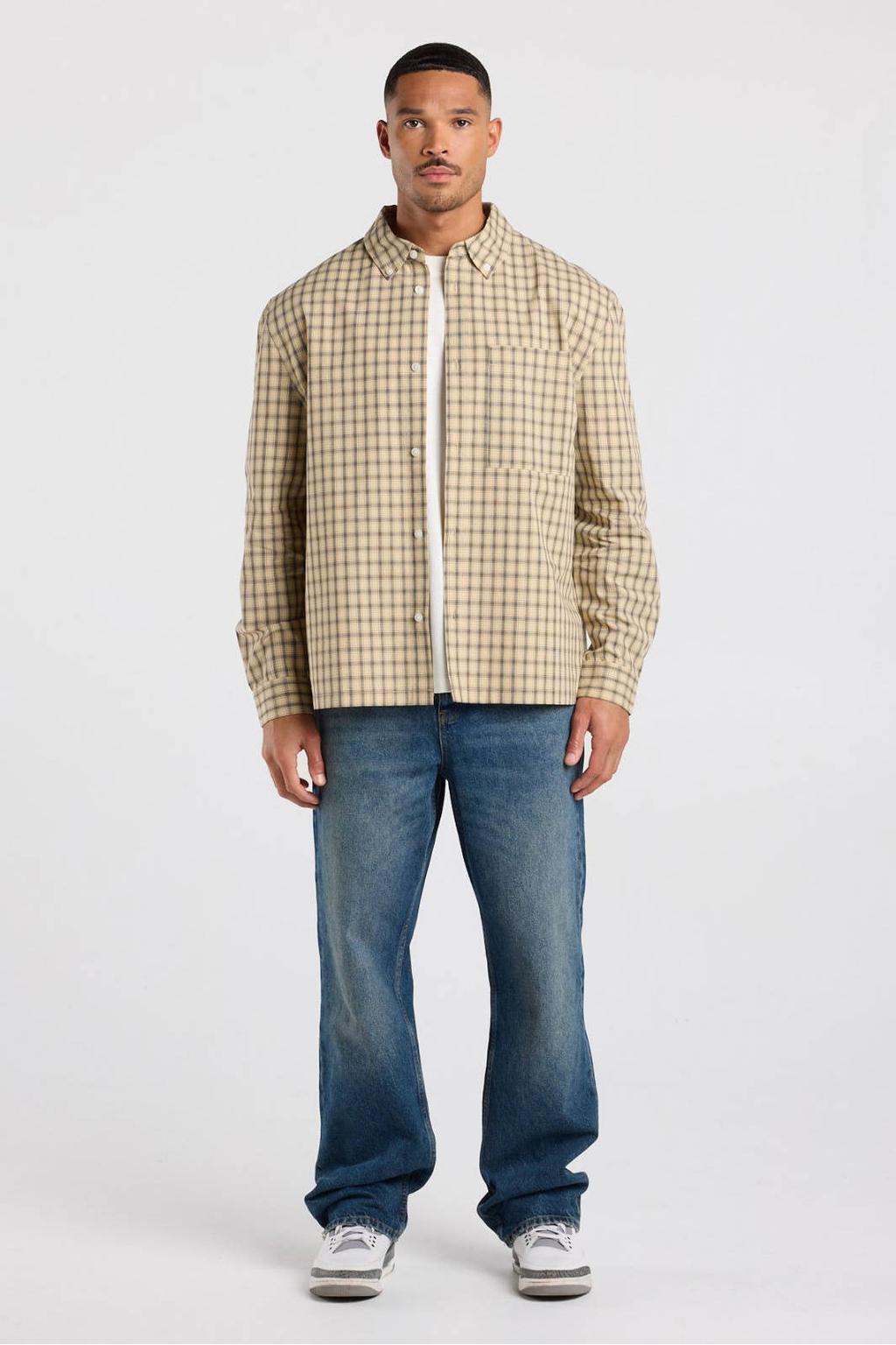 America Today relaxed fit geruit overhemd - black/beige