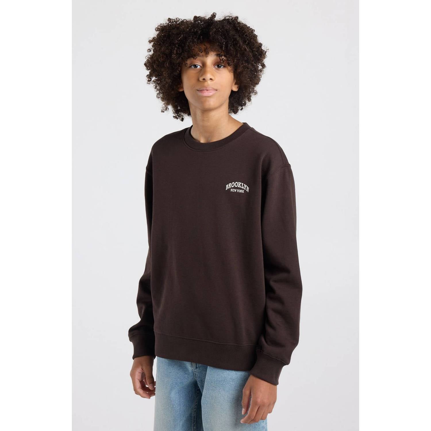 America Today sweater met backprint bruin