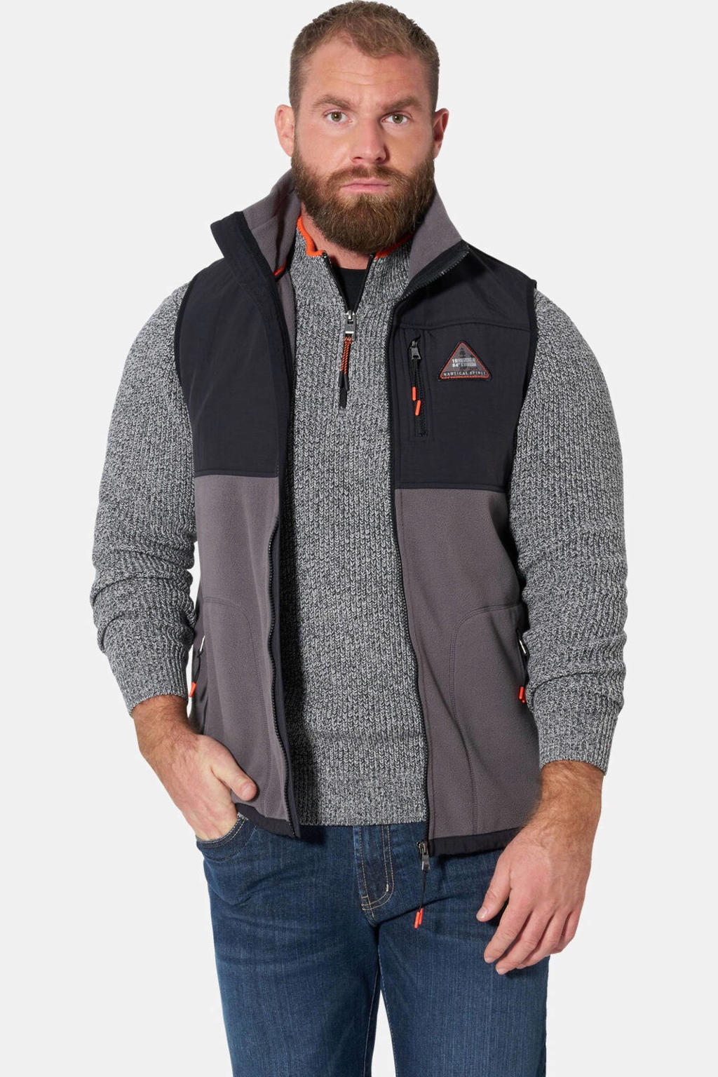 Jan Vanderstorm fleece bodywarmer +FIT Collectie Plus Size - zwart