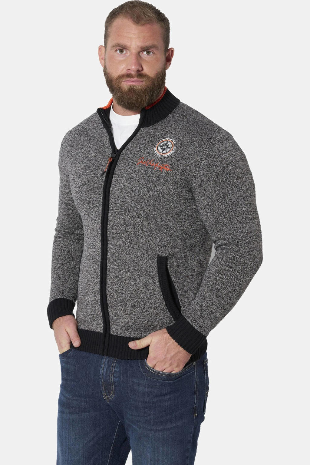 Jan Vanderstorm katoenen vest Plus Size - grijs