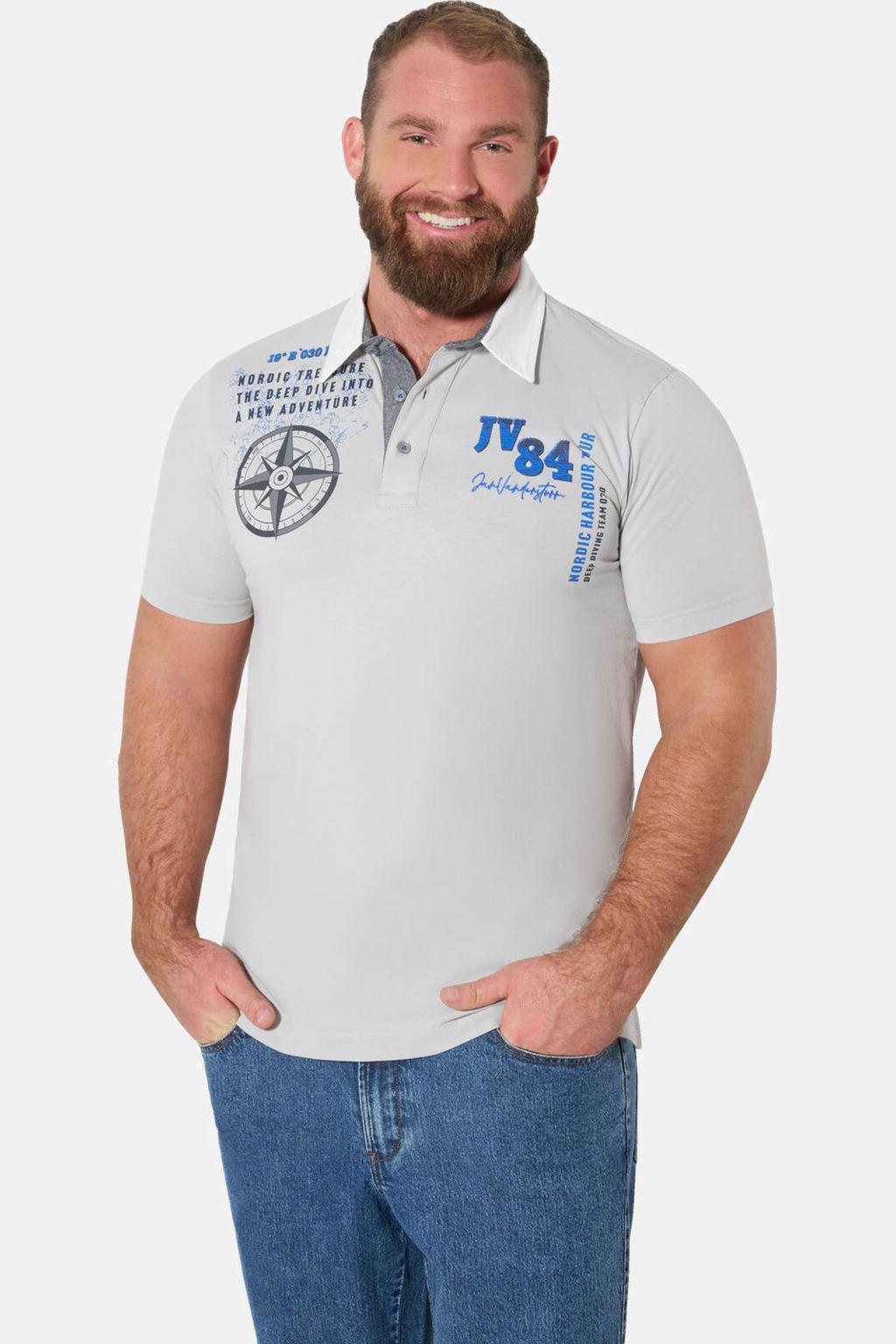 Jan Vanderstorm polo Plus Size - grijs