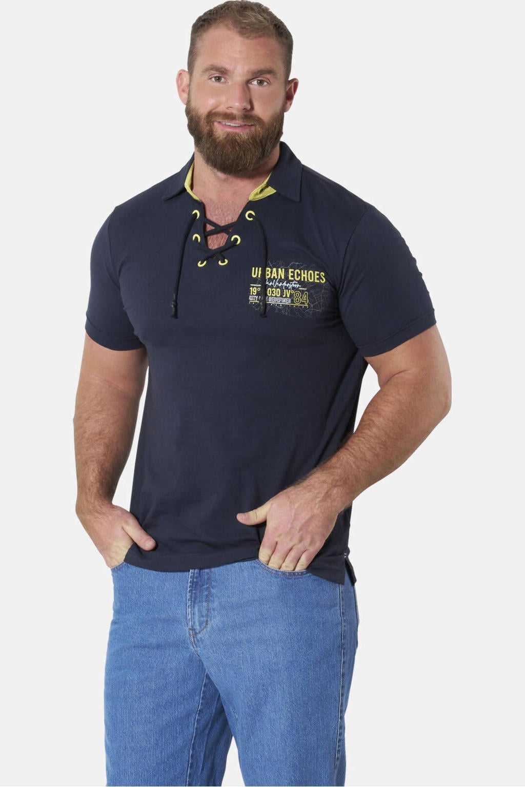 Jan Vanderstorm polo Plus Size - donkerblauw