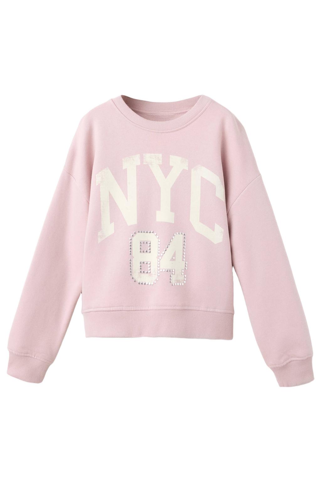 Mango Kids sweater met print - lichtroze
