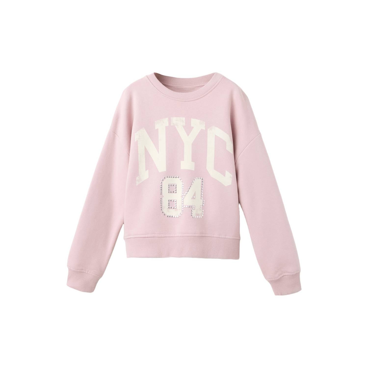 Mango Kids sweater met print lichtroze