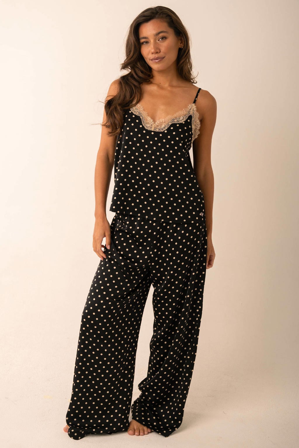 Sam Friday satijnlook pyjamabroek - zwart/wit