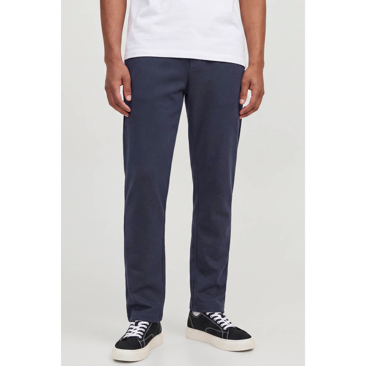 JACK & JONES PANTS STUDIO relaxed fit gebreide joggingbroek donkerblauw