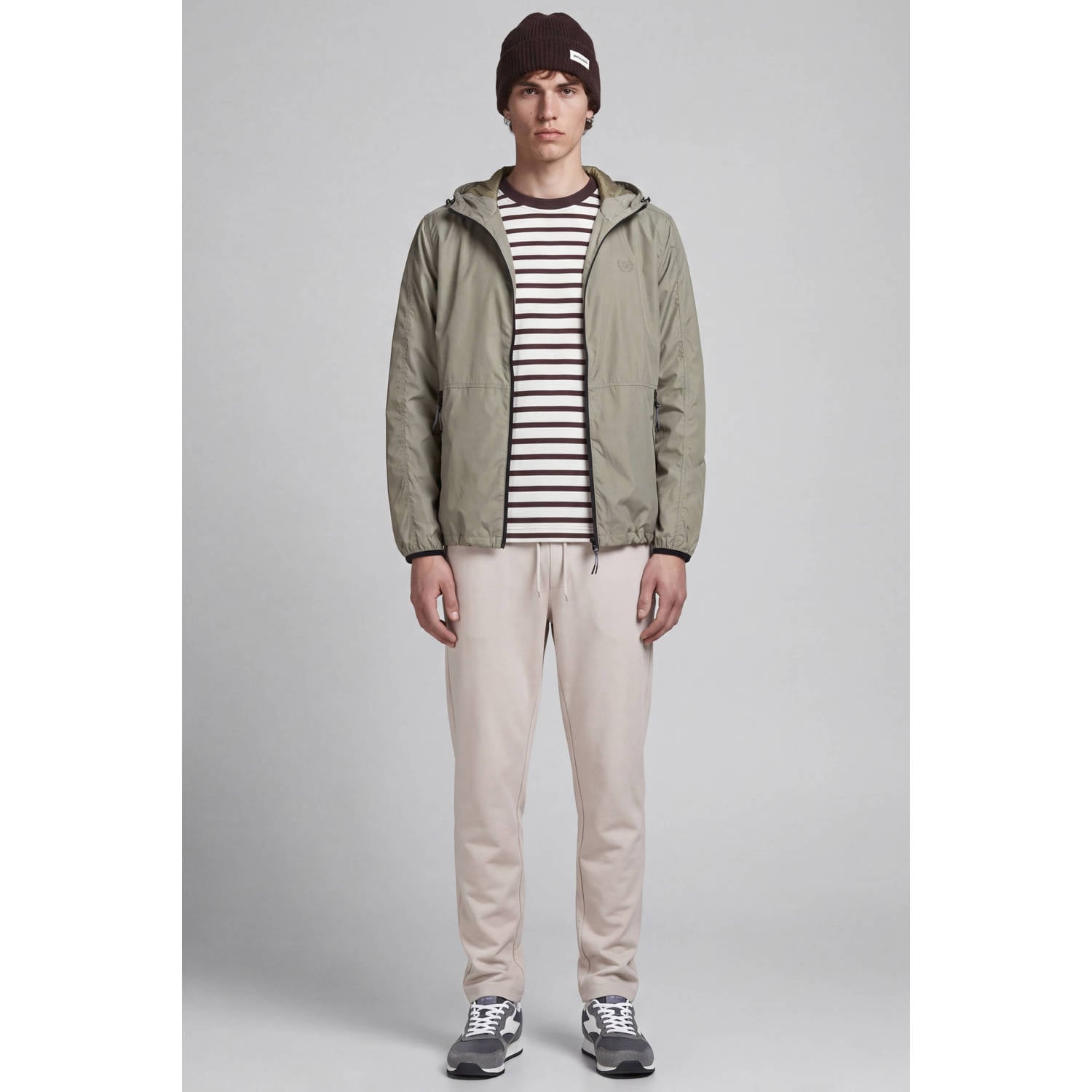 JACK & JONES PANTS STUDIO relaxed fit gebreide joggingbroek moonbeam