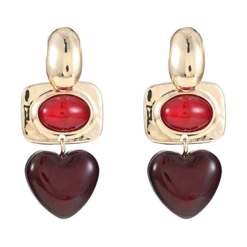Candy Sweet Jewellery oorbellen goudkleurig/bordeauxrood