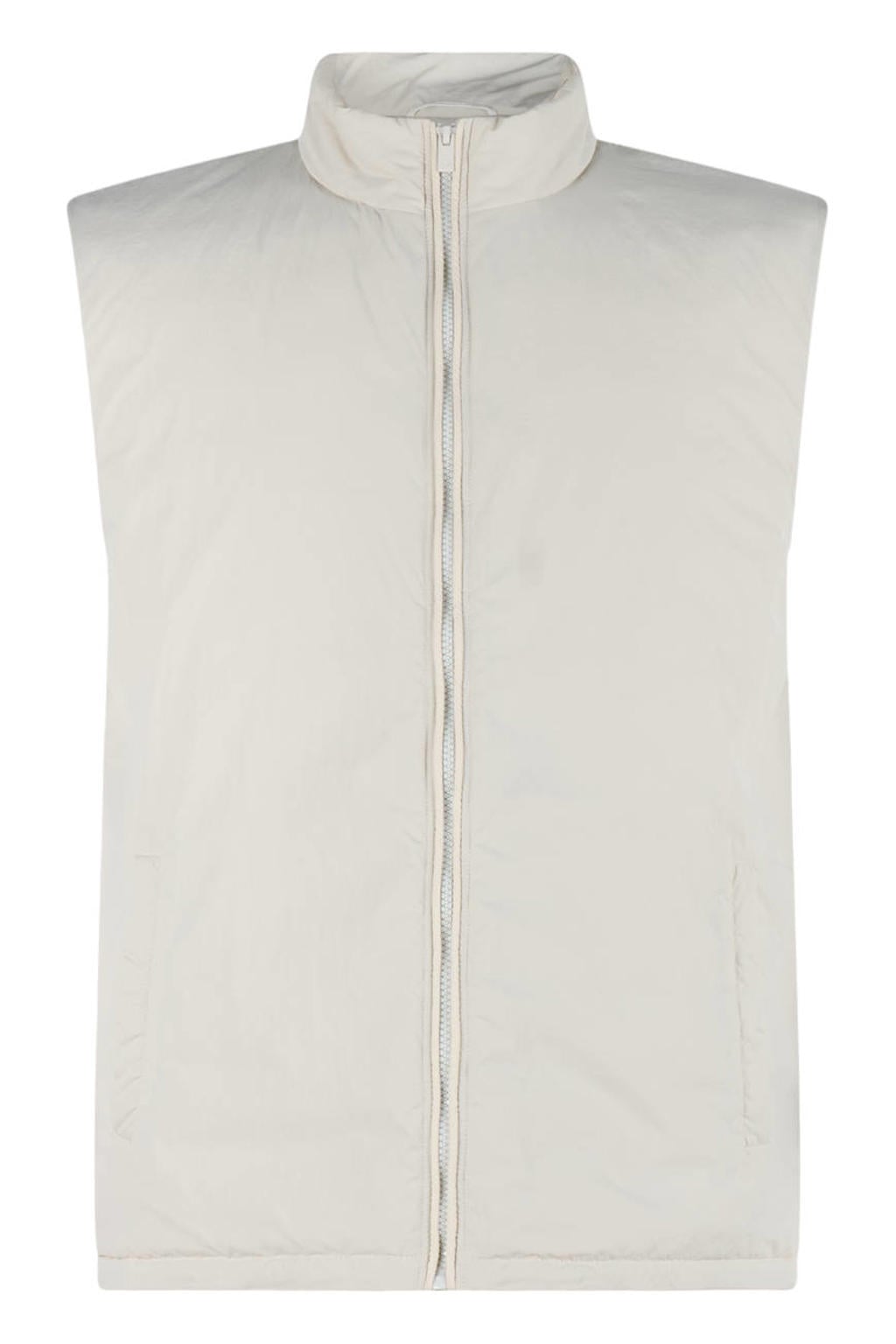 Ecru heren Shoeby bodywarmer van polyamide met backprint, opstaande kraag en ritssluiting