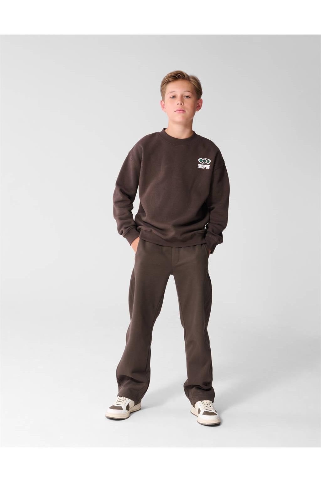 Shoeby sweater met backprint - donkerbruin