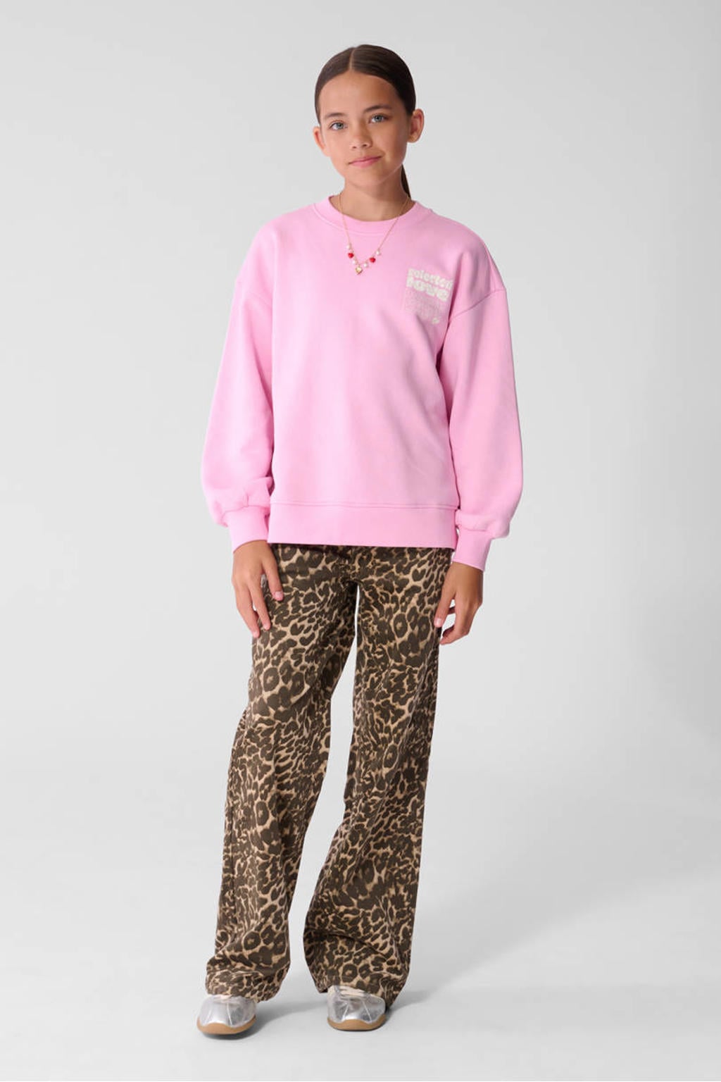 Shoeby oversized sweater met backprint - roze