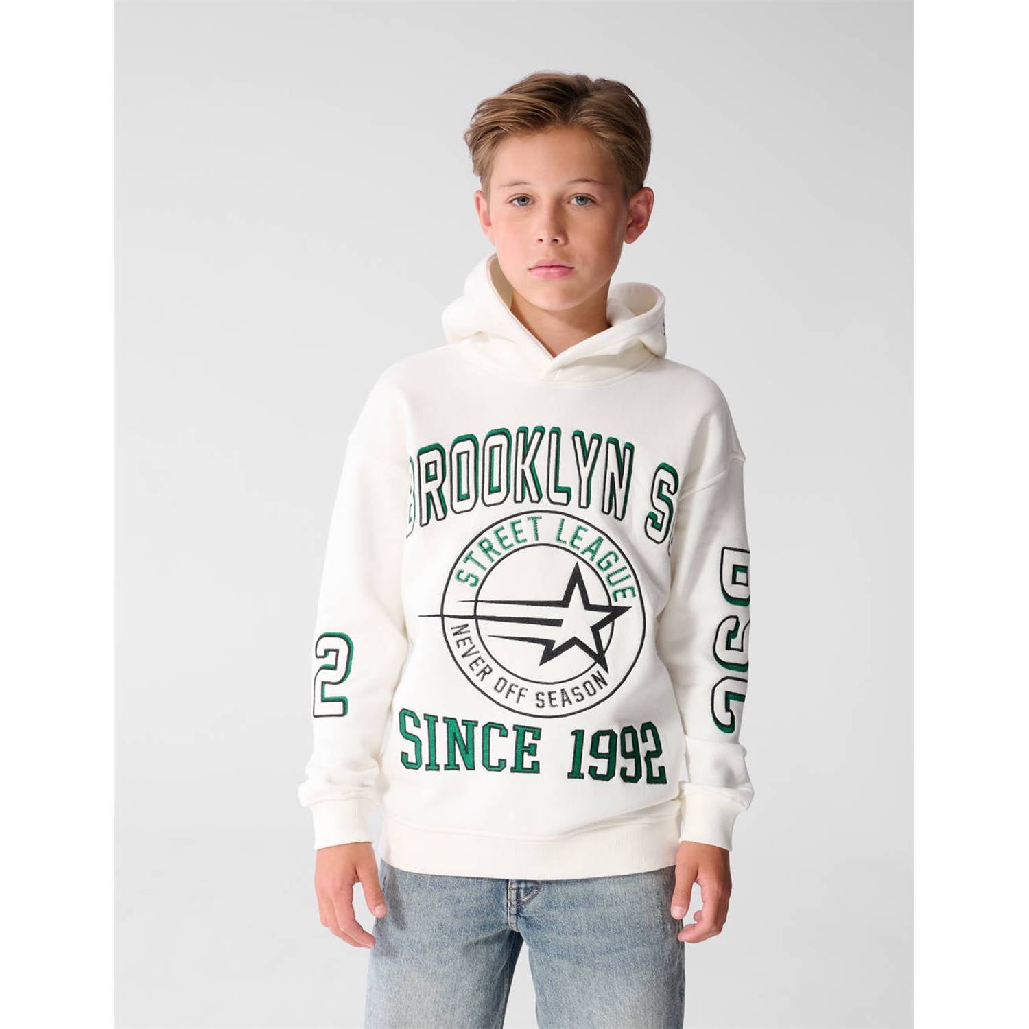 Shoeby hoodie met print ecru groen