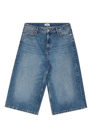wide leg bermuda short - donkerblauw denim