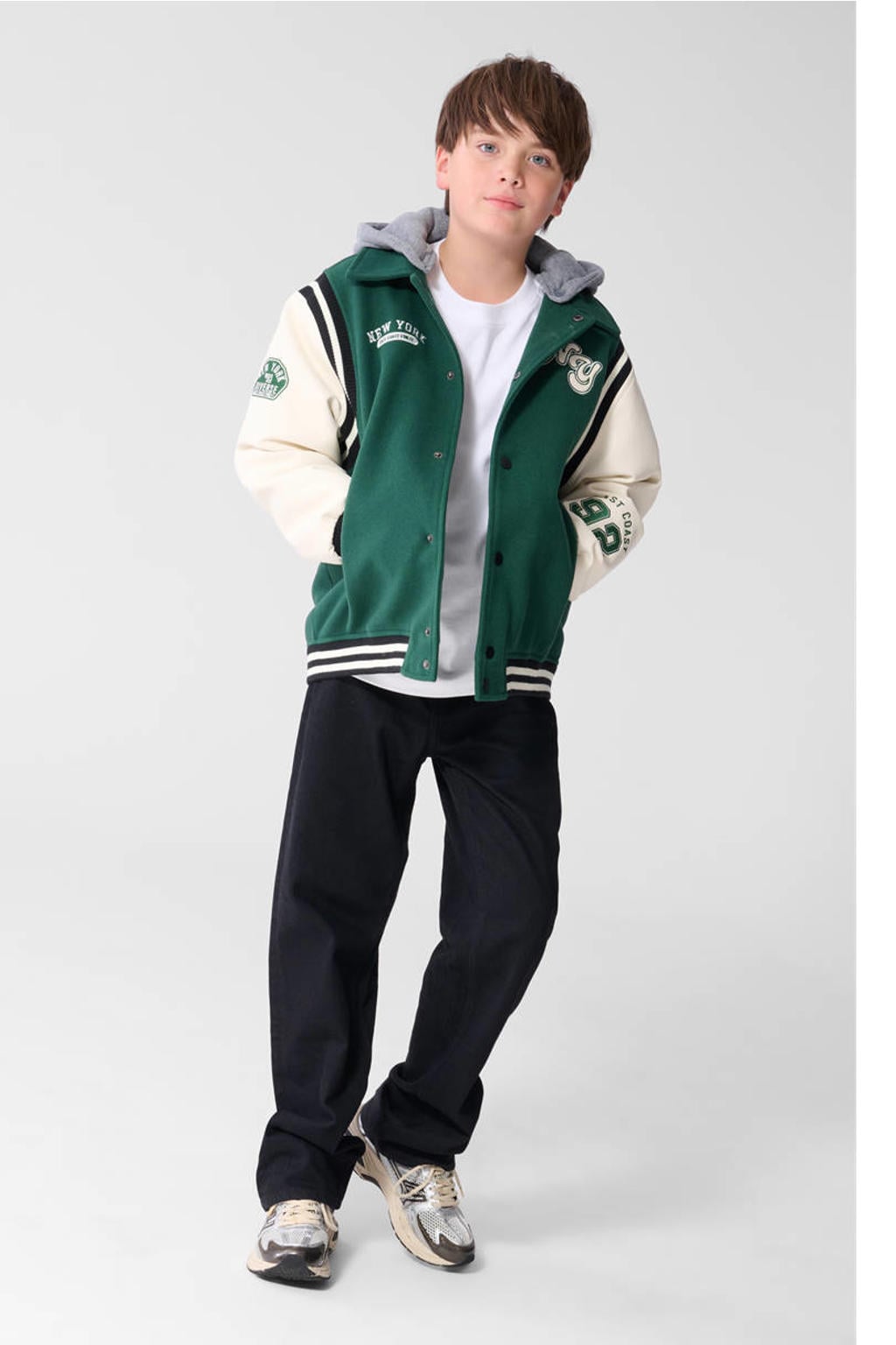 Shoeby baseball jack met tekst - groen/wit