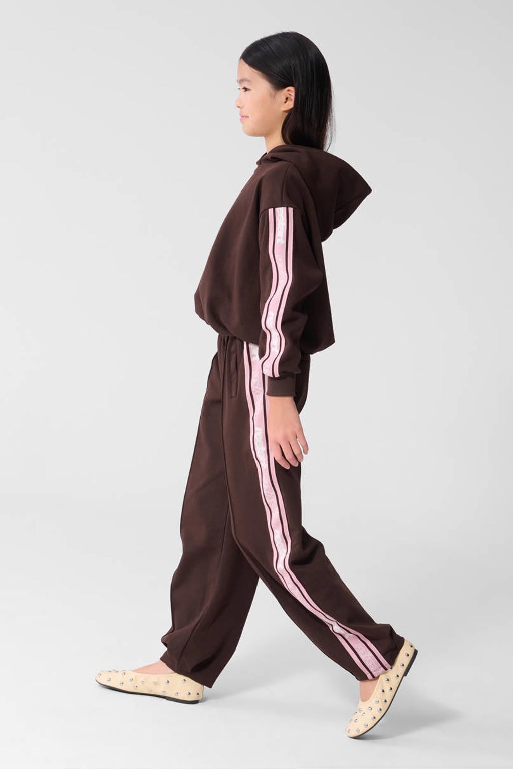 Shoeby ballon joggingbroek - donkerbruin/roze