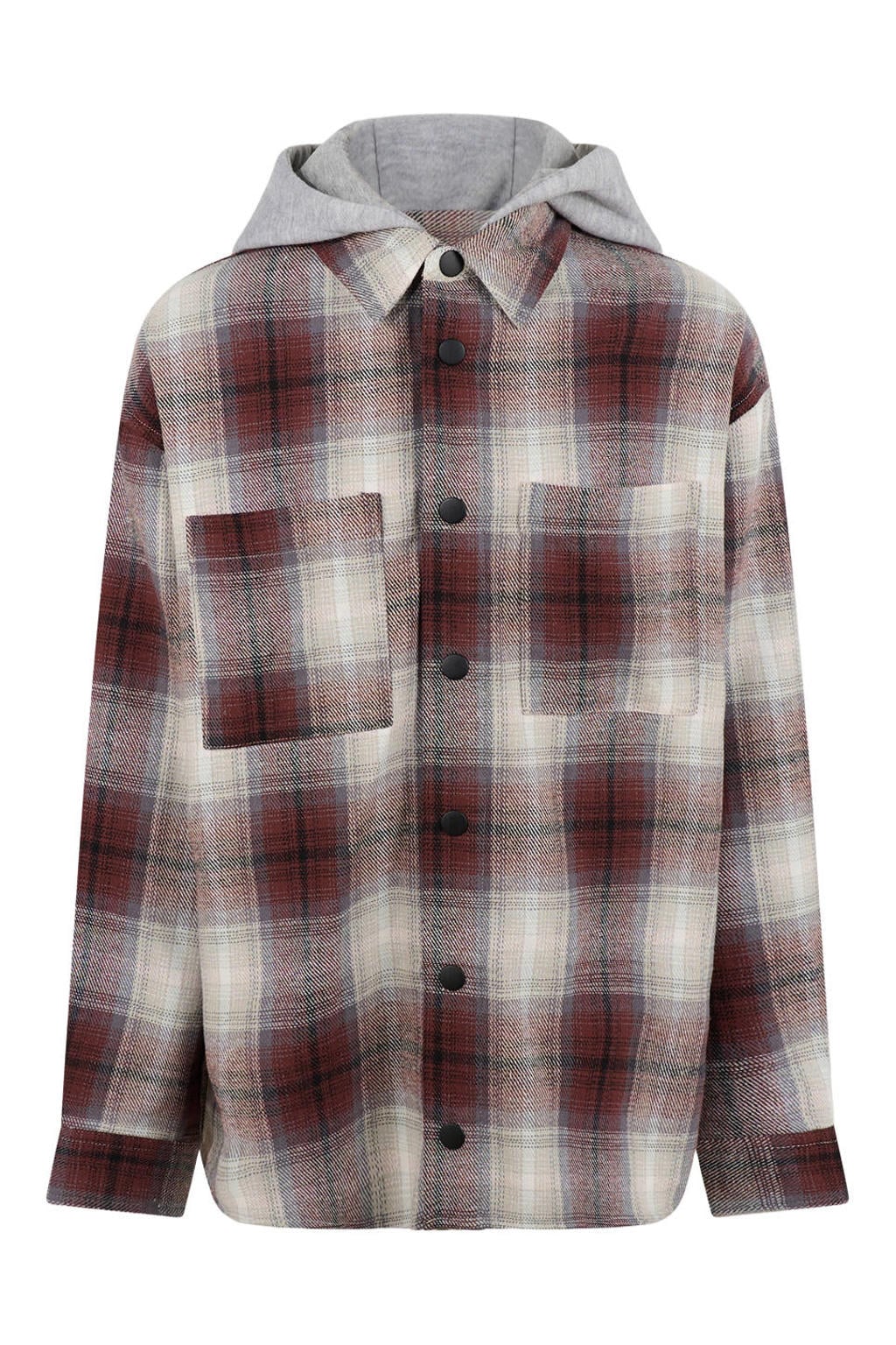 Shoeby flanel geruit overshirt met backprint - lichtbruin/grijs