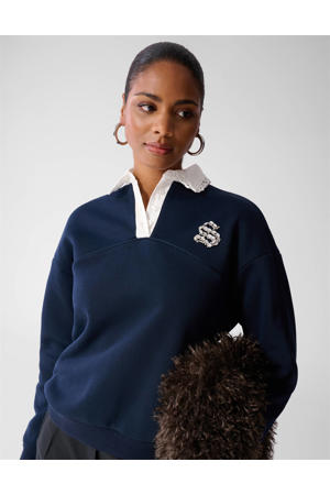 katoenen trui met strass-steentjes - donkerblauw