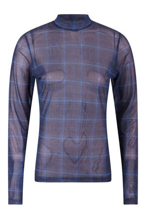geruite top - blauw